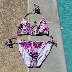 Purple Printed Tie Bikini